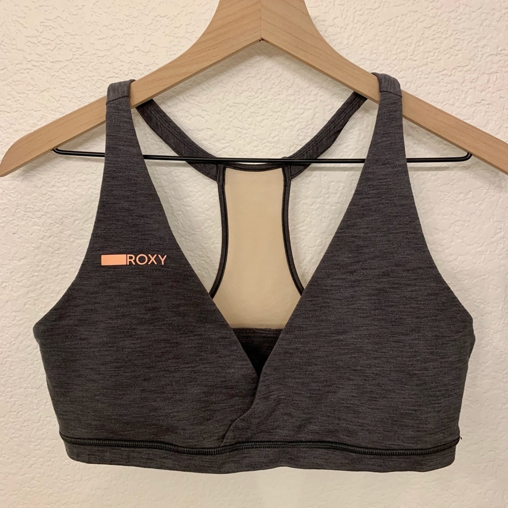 Roxy Palaitina Sports Bra, Charcoal Heather, XL